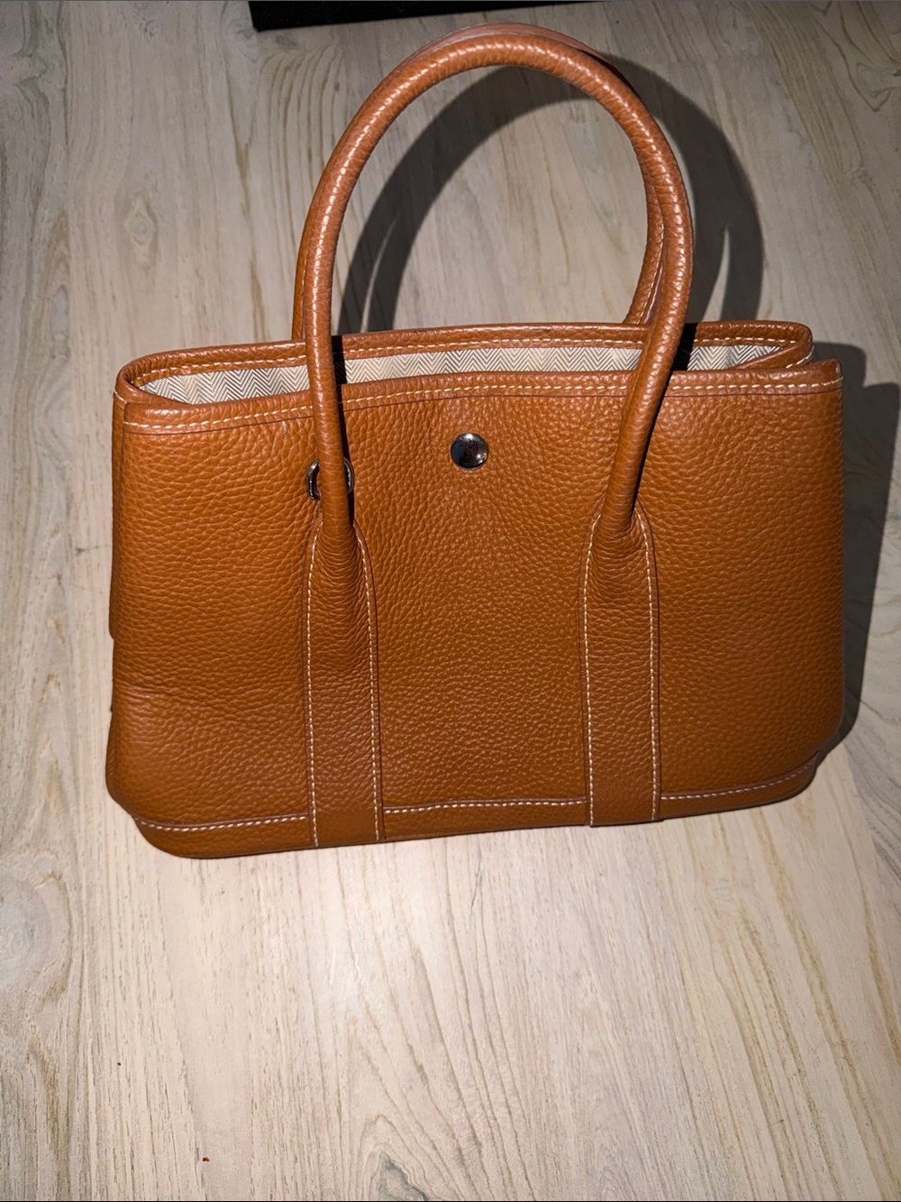 Classic Structured Tote Bag in Cognac Brown - Women's Handbag
